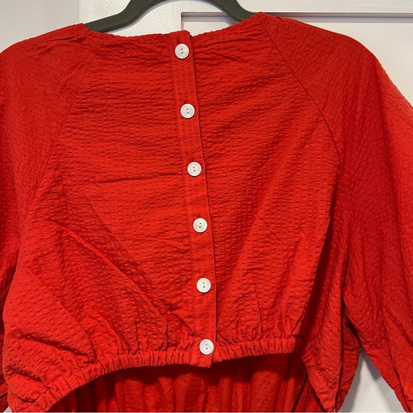 NWT Madewell Seersucker Puff-Sleeve Cutout Mini Dress Size XL - Picture 8 of 10